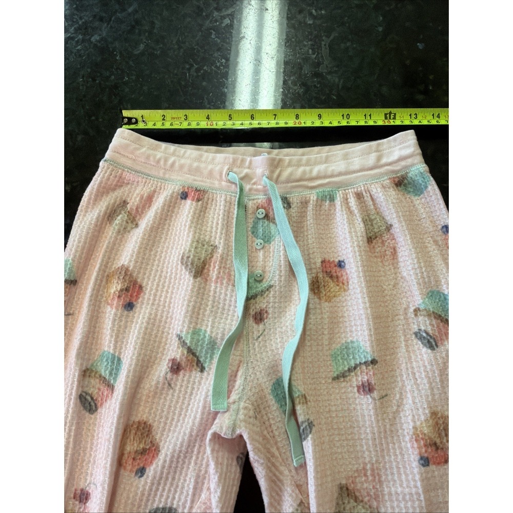 PJ Salvage Cupcake Pajamas Set PJs Waffle‎ Knit Thermal Sz Sm Jogger Style - Picture 8 of 10